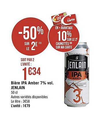 Bière Ipa Amber Jenlain -50% Sur Le 2e