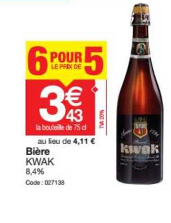 bière kwak 6 pour le prix de 5
