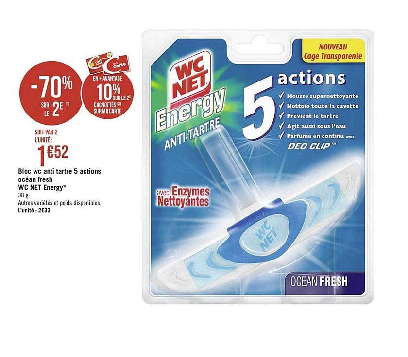 bloc wc anti tartre 5 actions océan fresh wc net energy -70% sur le 2e