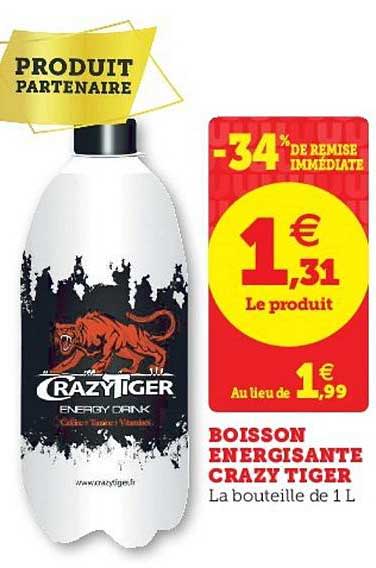 boisson énergisante crazy tiger -34% de remise immédiate