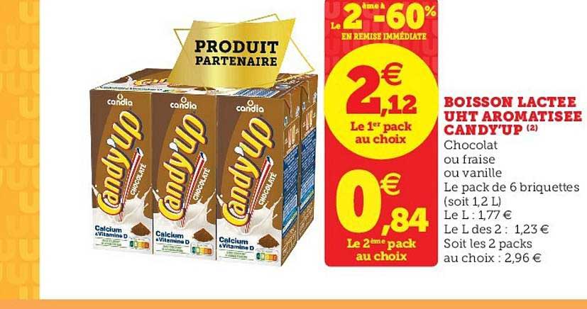 boisson lactée uht aromatisée candy up le 2e à -60%
