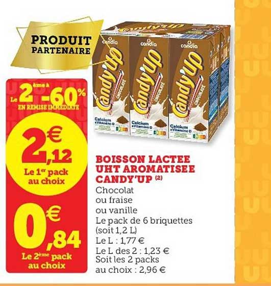 boisson lactée uht aromatisée candy up le 2e à -60%