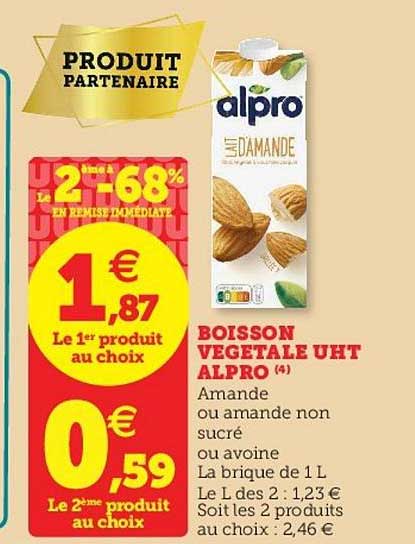 Boisson Végétale Uht Alpro Le 2e à -68%