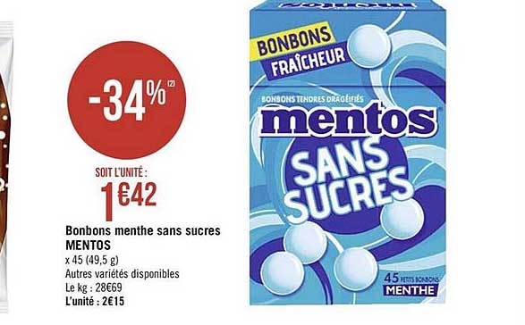 Bonbons Menthe Sans Sucres Mentos