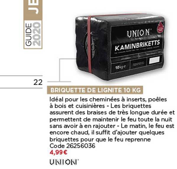 briquette de lignite 10 kg union