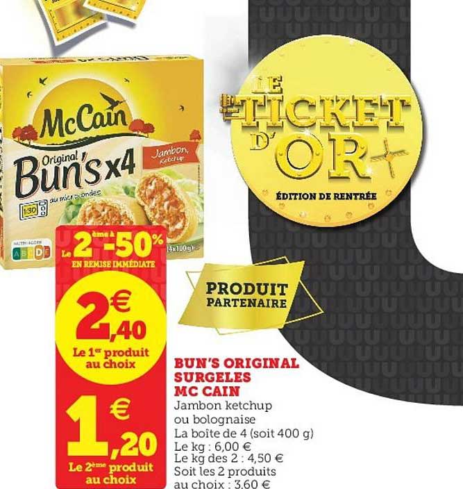 bun s original surgelés mc cain le 2e à -50%