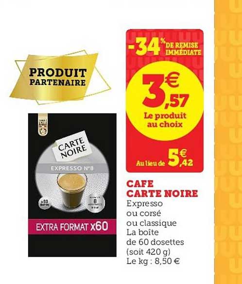 Café Carte Noire -34% De Remise Immédiate