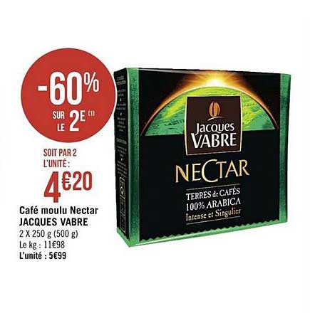 café moulu nectar jacques vabre -60% sur le 2e