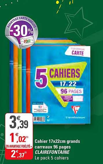 Cahier Grands Carreaux 96 Pages Clairfontaine