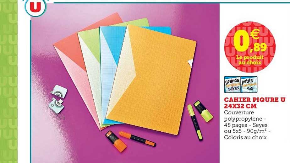 cahier piqure u 24x32 cm