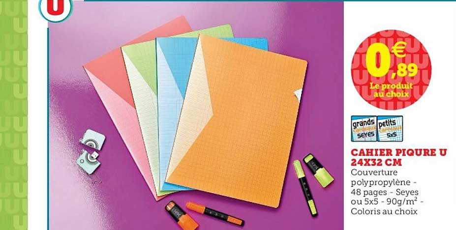 cahier piqure u 24x32 cm