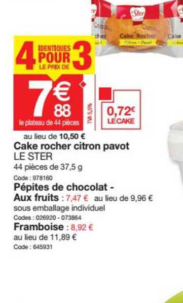 cake rocher citron pavot le ster 4 identiques pour le prix de 3