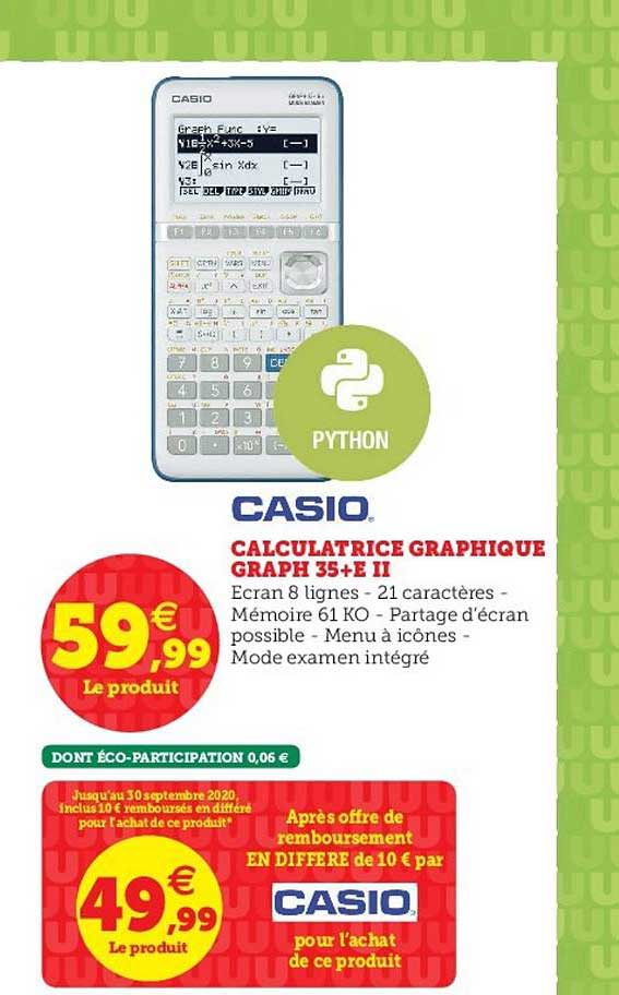 calculatrice graphique graph 35+e ii casio