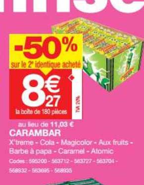 Carambar -50% Sur Le 2e Identique Acheté