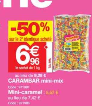 carambar mini mix -50% sur le 2e identique acheté