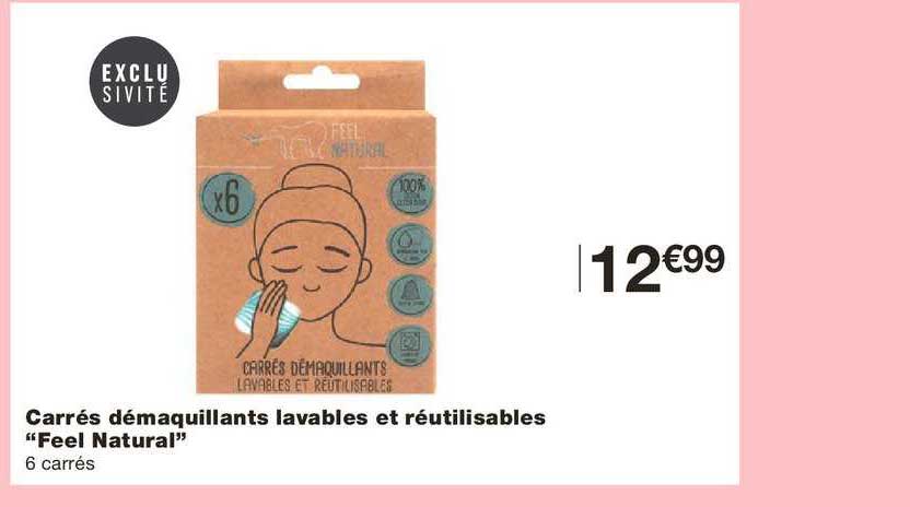 carrés démaquillants lavables et réutilisables feel natural