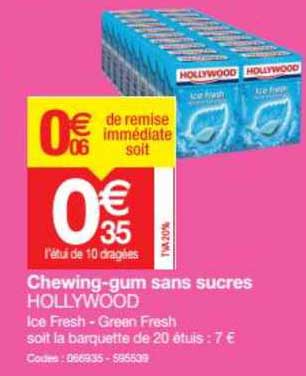 Chewing Gum Sans Sucres Hollywood
