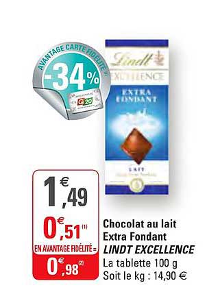 Chocolat Au Lait Extra Fondant Lindt Excellence