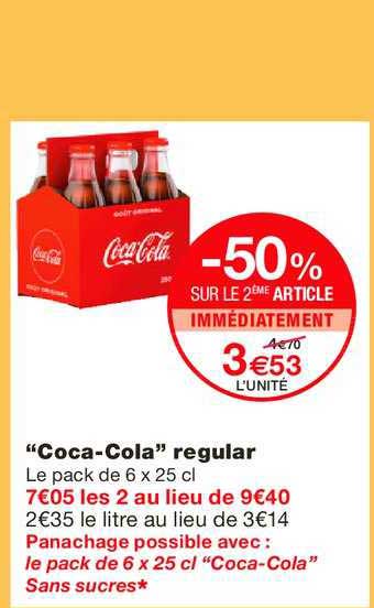 Coca Cola Regular -50% Sur Le 2e