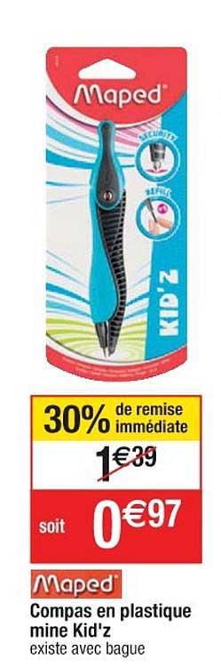compas en plastique mine kid'z maped 30% de remise immédiate