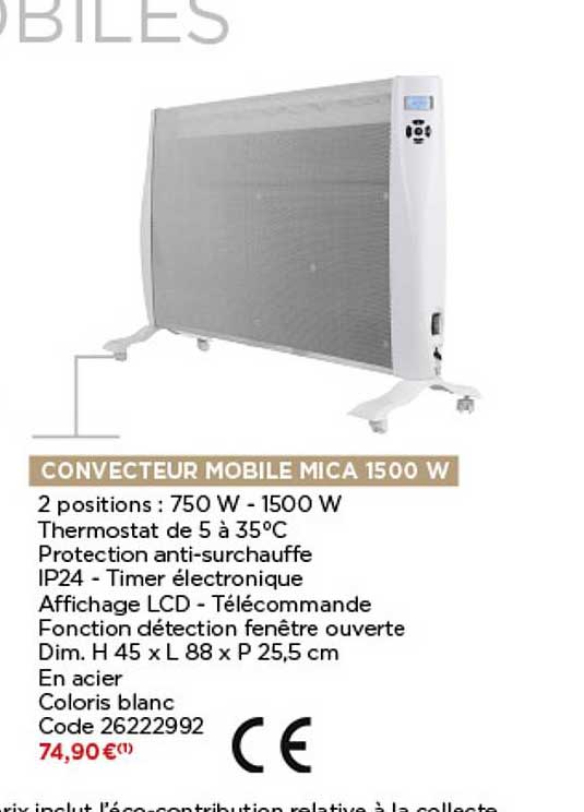convecteur mobile mica 1500 w