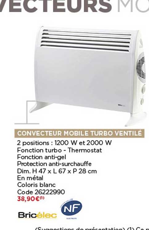 convecteur mobile turbo ventilé bricélec