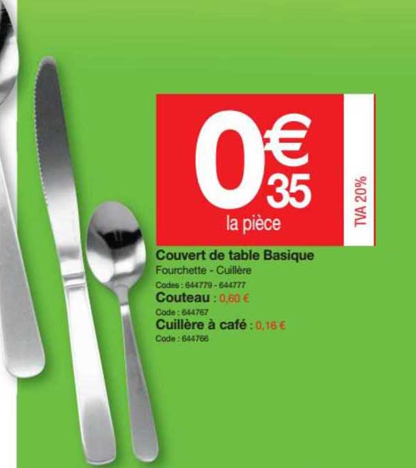 couvert de table basique