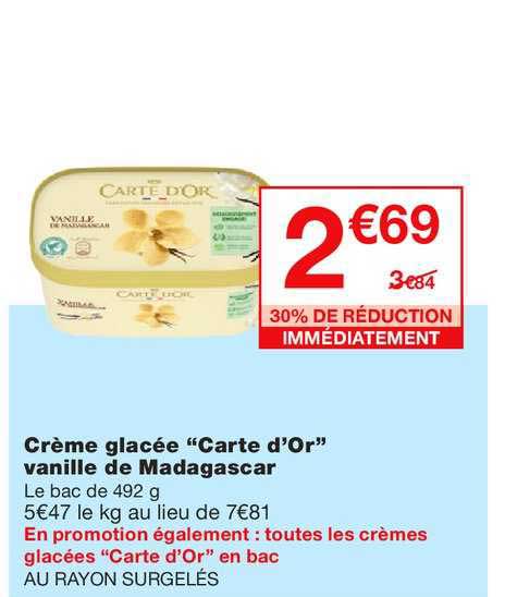 crème glacée carte d or vanille de madagascar 30% de réduction immédiatement