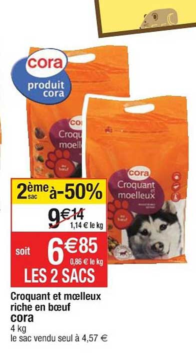 croquant et moelleux riche en bœuf cora 2ème sac à -50%