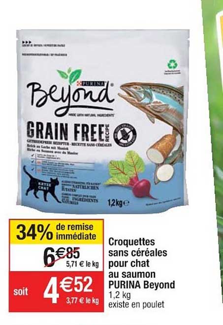 croquettes sans céréales pour chat au saumon beyond purina 34% de remise immédiate