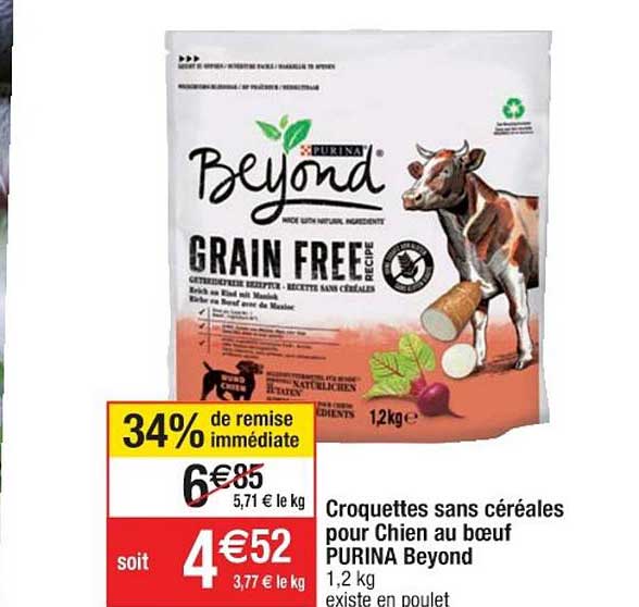 croquettes sans céréales pour chien au bœuf beyond purina 34% de remise immédiate