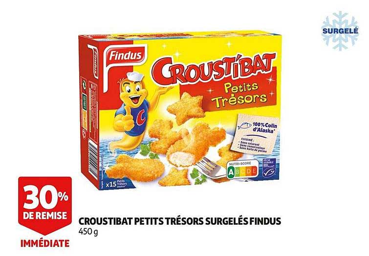 croustibat petits trésors surgelés findus 30% de remise immédiate