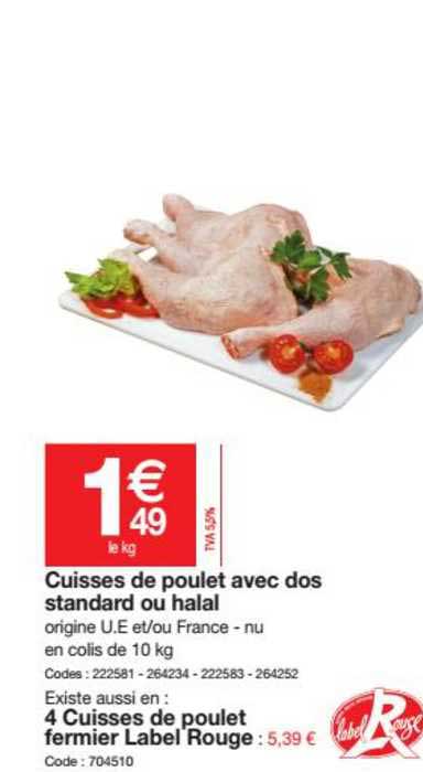 Cuisse De Poulet Avec Dos Standard Ou Halal