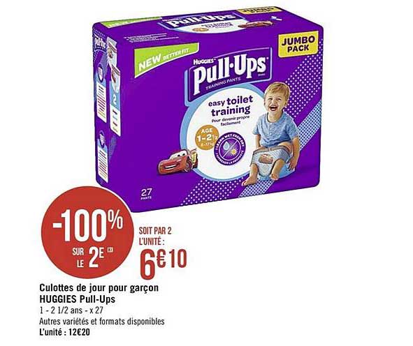 culottes de jour pour garçon huggies pull ups -100% sur le 2e