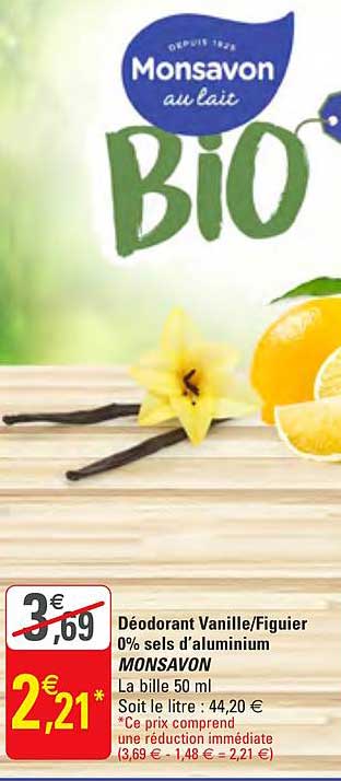 déodorant vanille figuier 0% sels d aluminium monsavon