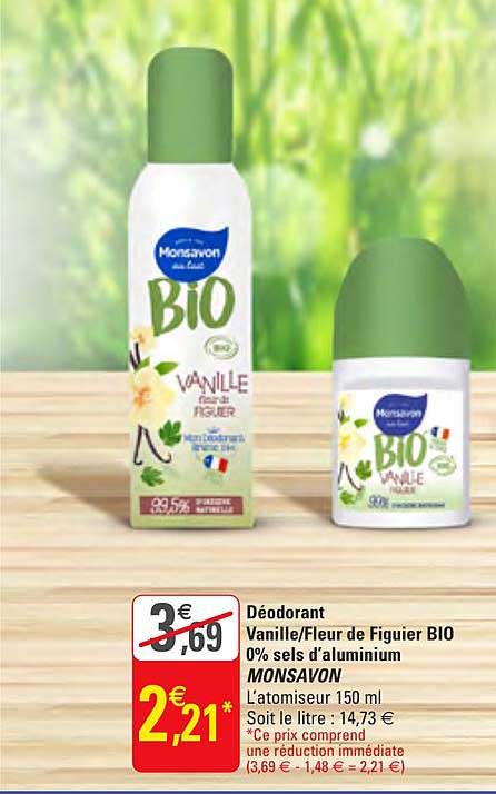déodorant vanille fleur de figuier bio 0% sels d aluminium monsavon