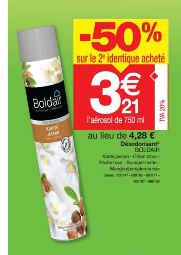 désodorisant boldair -50% sur le 2e identique acheté