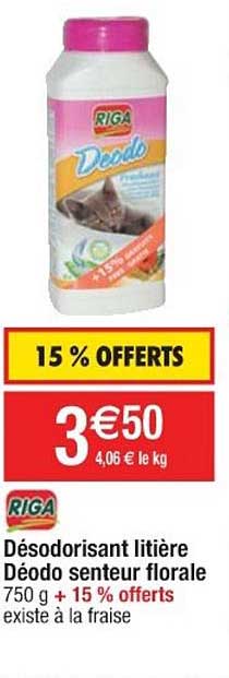désodorisant litière déodo senteur florale riga