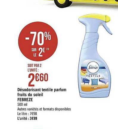 Désodorisant Textile Parfum Fruits Du Soleil Febreze -70% Sur Le 2e