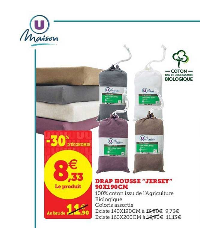 drap housse jersey 90x190cm