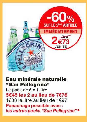 eau minérale naturelle san pellegrino  -60% sur le 2e