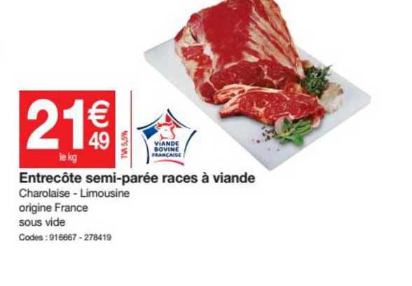 entrecôte semi parée races à viande