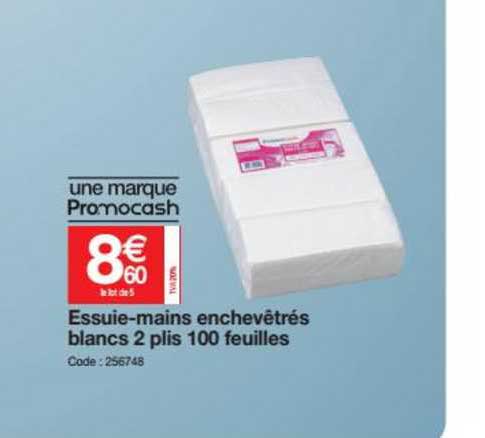 essuie mains enchevêtrés blancs 2 plis 100 feuilles
