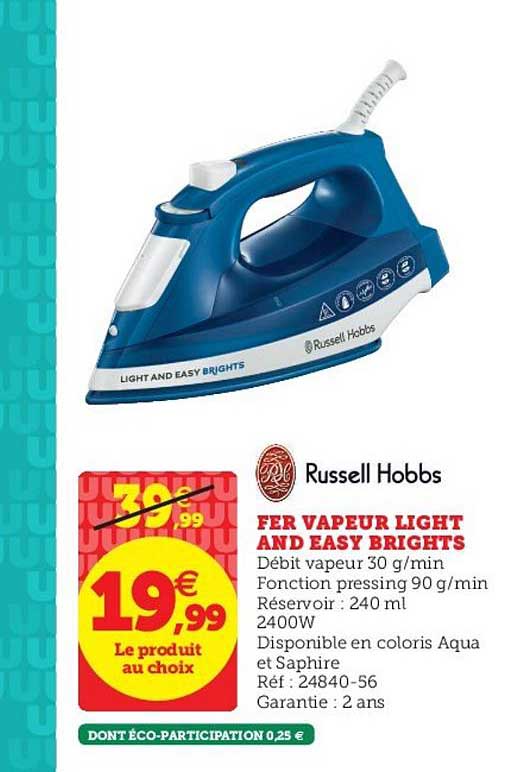 fer vapeur light and easy brights russell hobbs