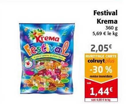 festival krema -30% remise immédiate