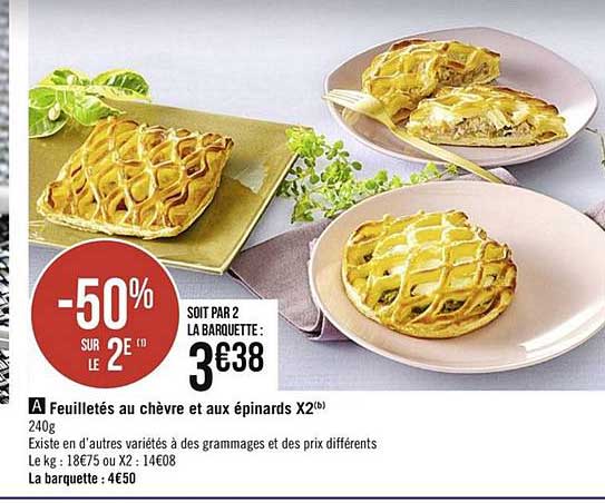 Feuilletés Au Chèvre  Et Aux épinards X2 -50% Sur Le 2e