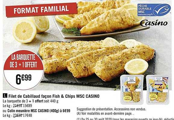 filet de cabillaud façon fish & chips msc casino