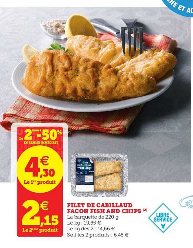 filet de cabillaud façon fish and chips le 2e à -50%