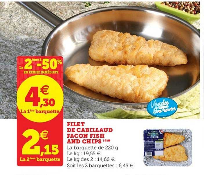 filet de cabillaud façon fish and chips le 2e à -50%