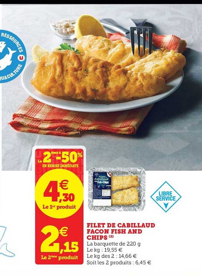 filet de cabillaud façon fish and chips le 2ème à -50% en remise immédiate